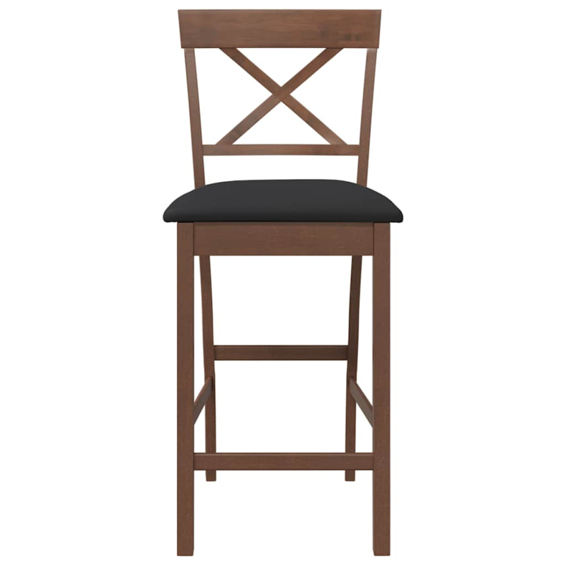 Barhocker mit Kissen 2 Stk. Braun Massivholz Gummibaum