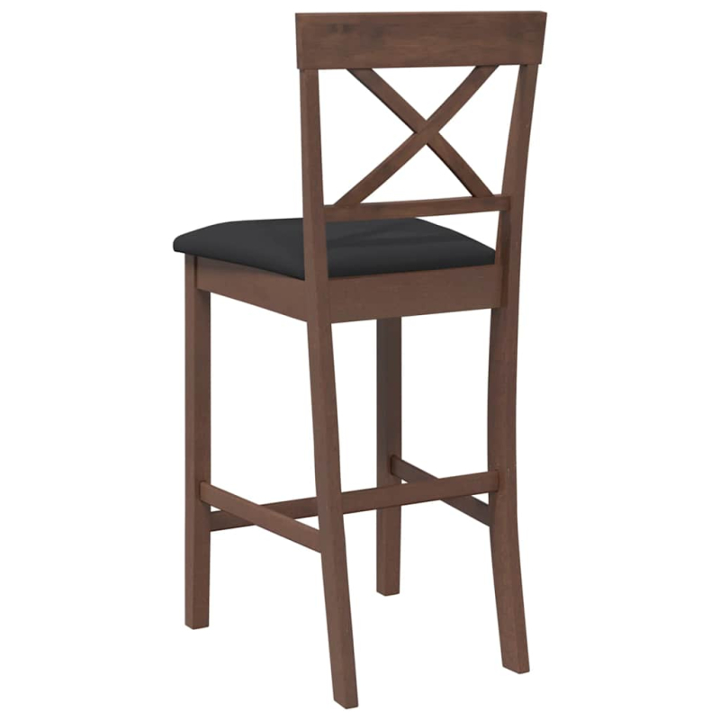 Barhocker mit Kissen 2 Stk. Braun Massivholz Gummibaum