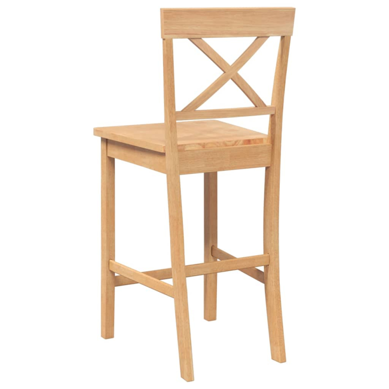 Barhocker 2 Stk. Natur Massivholz Gummibaum