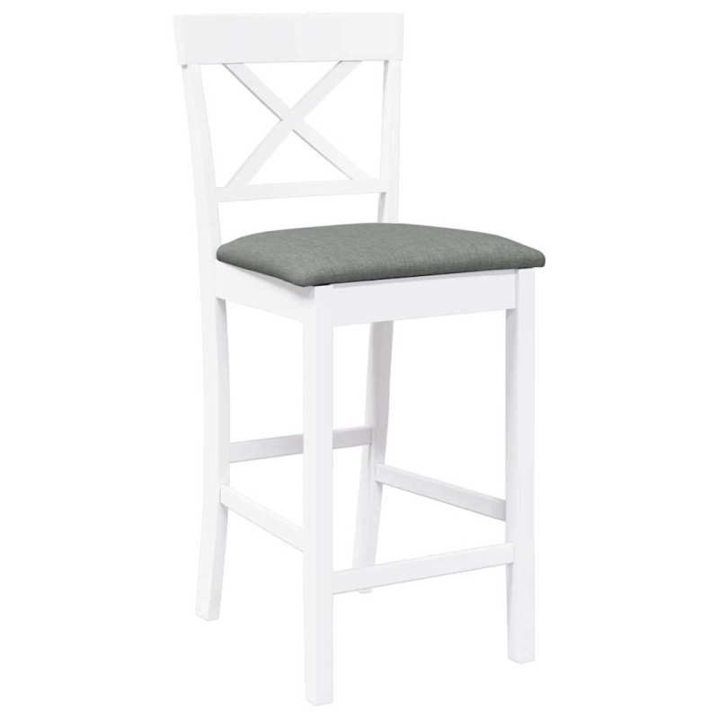 Barhocker mit Kissen 2 Stk. Weiß Massivholz Gummibaum