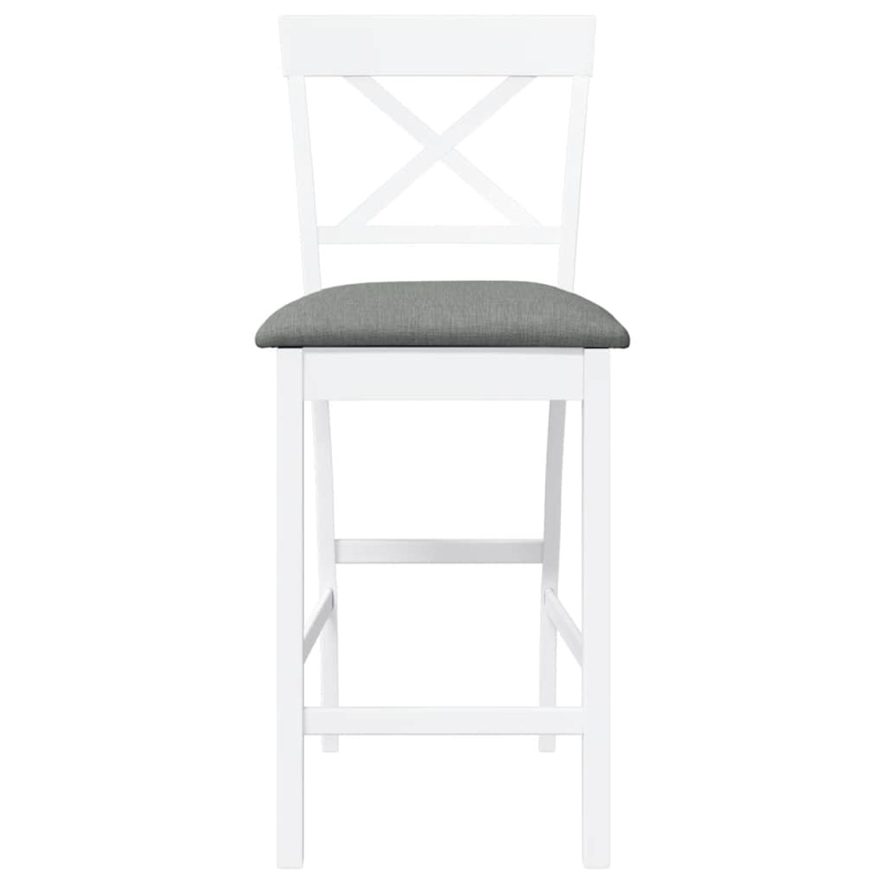 Barhocker mit Kissen 2 Stk. Weiß Massivholz Gummibaum