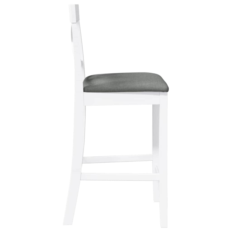 Barhocker mit Kissen 2 Stk. Weiß Massivholz Gummibaum