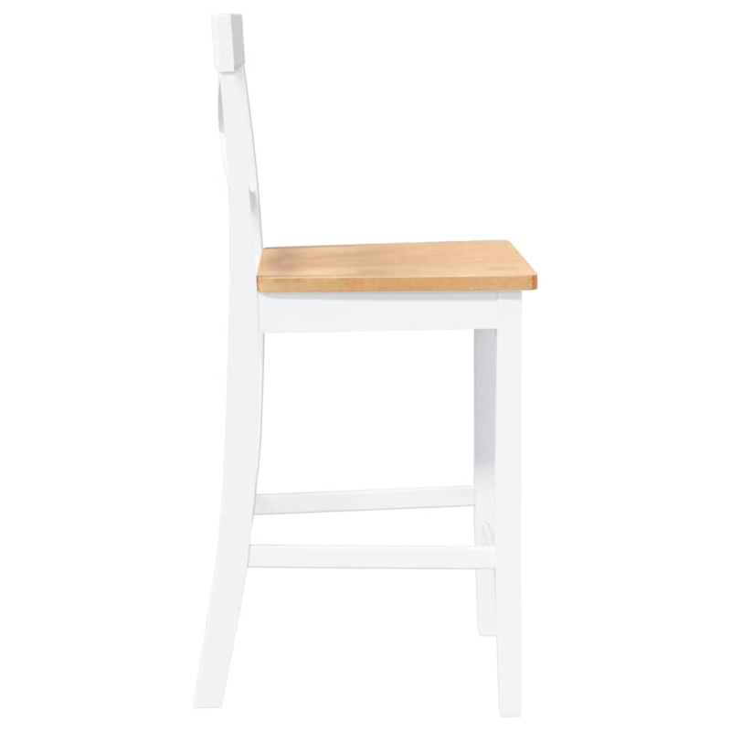 Barhocker 2 Stk. Weiß Massivholz Gummibaum