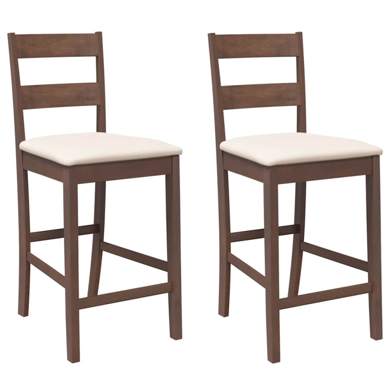 Barhocker mit Kissen 2 Stk. Braun Massivholz Gummibaum