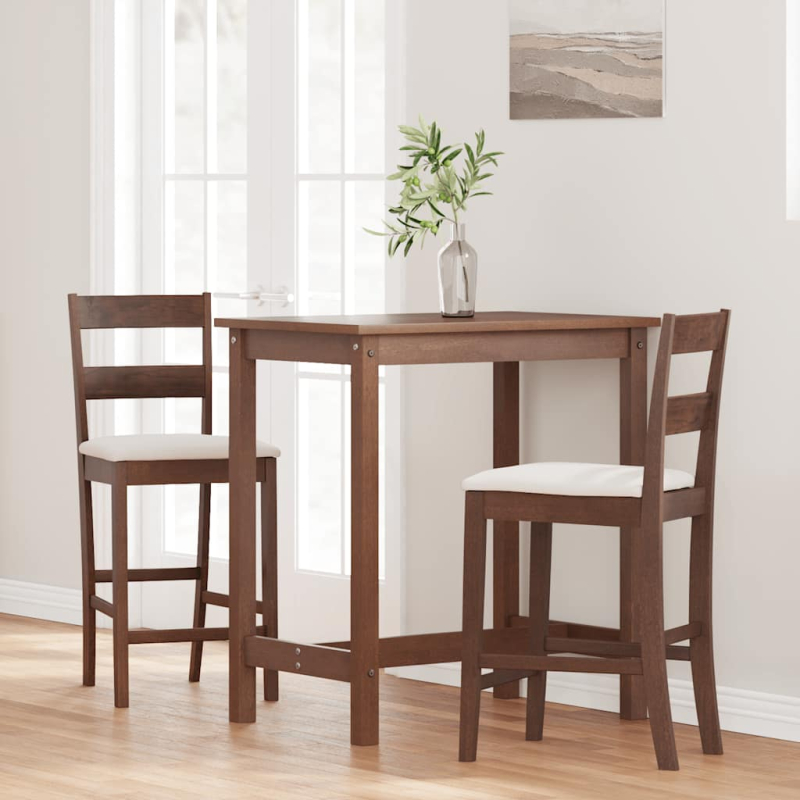 Barhocker mit Kissen 2 Stk. Braun Massivholz Gummibaum
