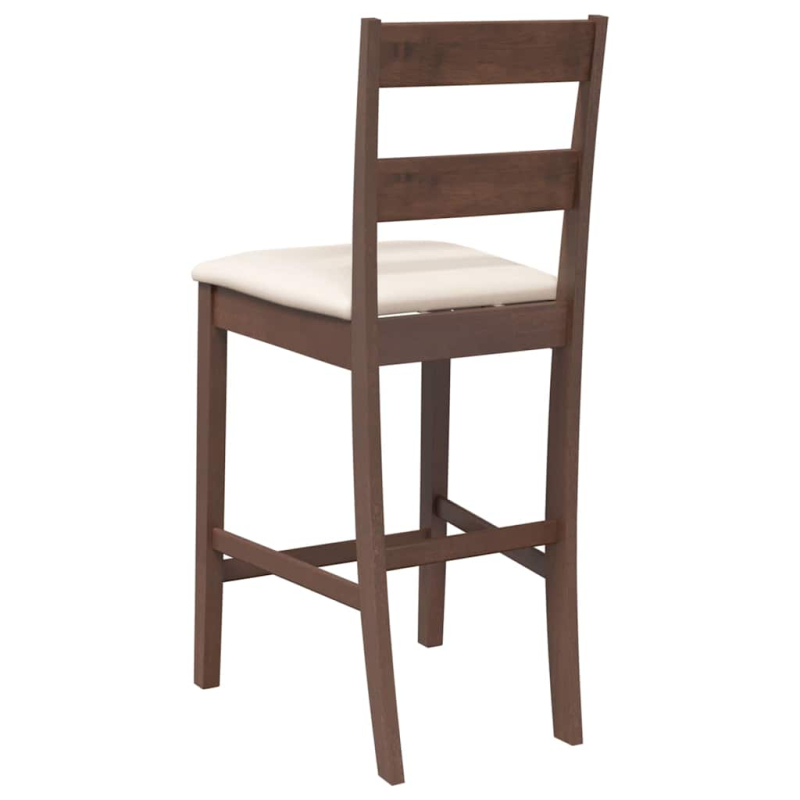 Barhocker mit Kissen 2 Stk. Braun Massivholz Gummibaum