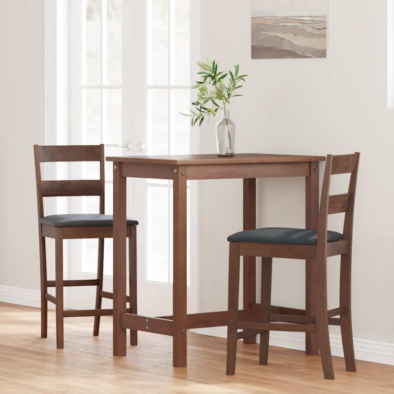 Barhocker mit Kissen 2 Stk. Braun Massivholz Gummibaum