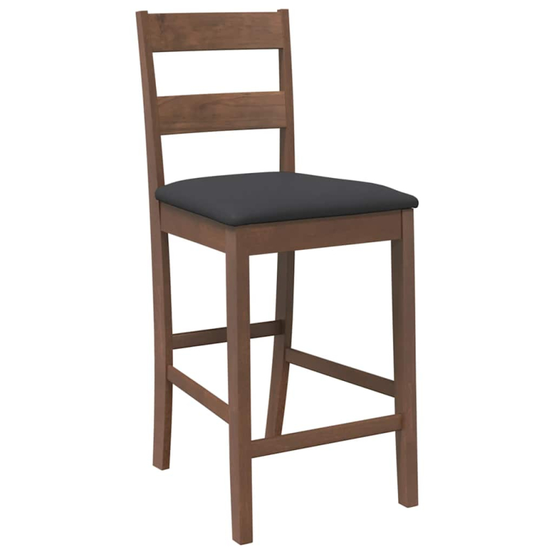 Barhocker mit Kissen 2 Stk. Braun Massivholz Gummibaum