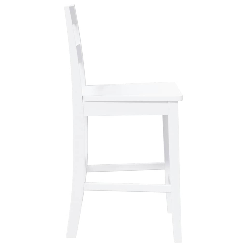 Barhocker 2 Stk. Weiß Massivholz Gummibaum