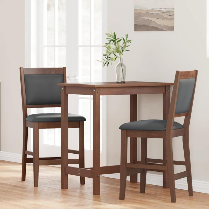 Barhocker mit Kissen 2 Stk. Braun Massivholz Gummibaum