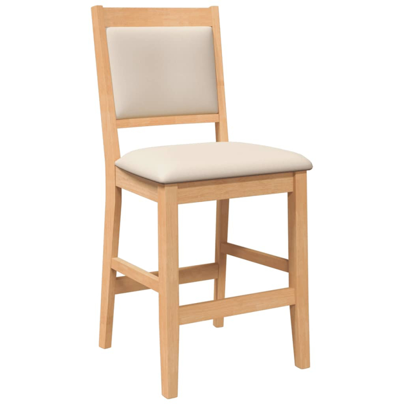 Barhocker mit Kissen 2 Stk. Natur Massivholz Gummibaum