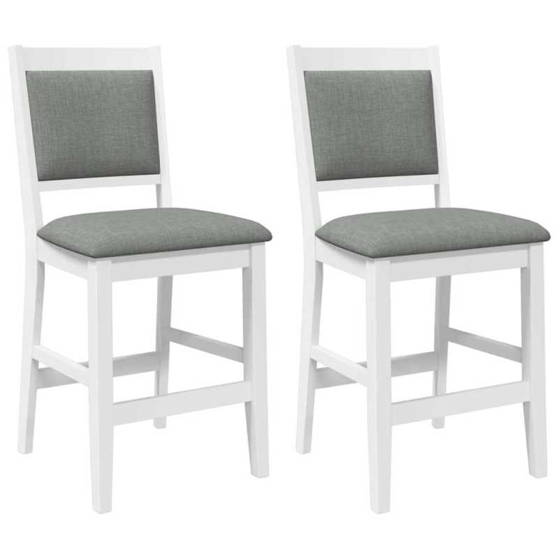 Barhocker mit Kissen 2 Stk. Weiß Massivholz Gummibaum