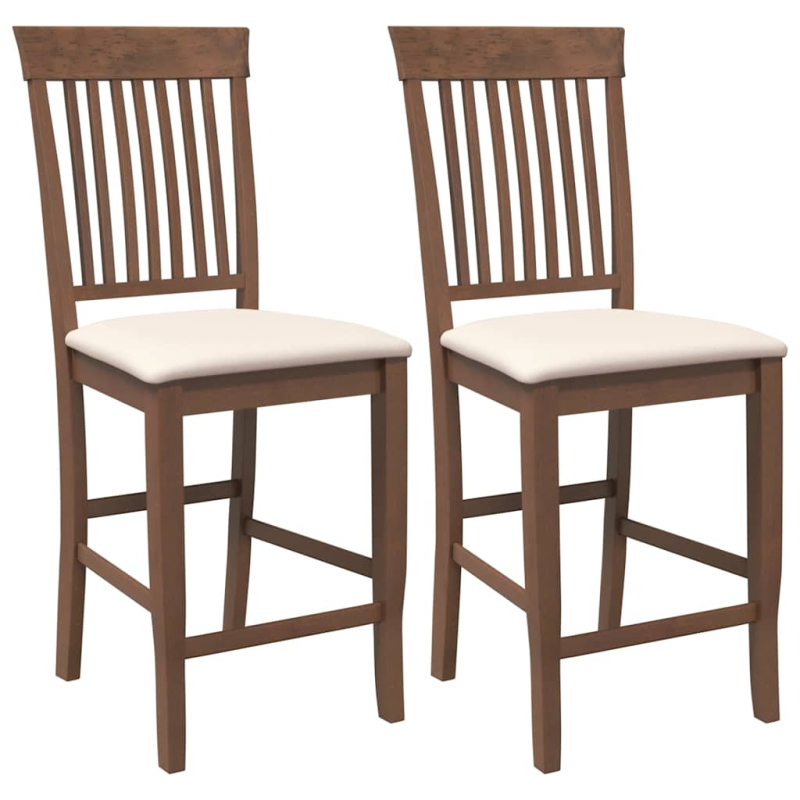 Barhocker mit Kissen 2 Stk. Braun Massivholz Gummibaum