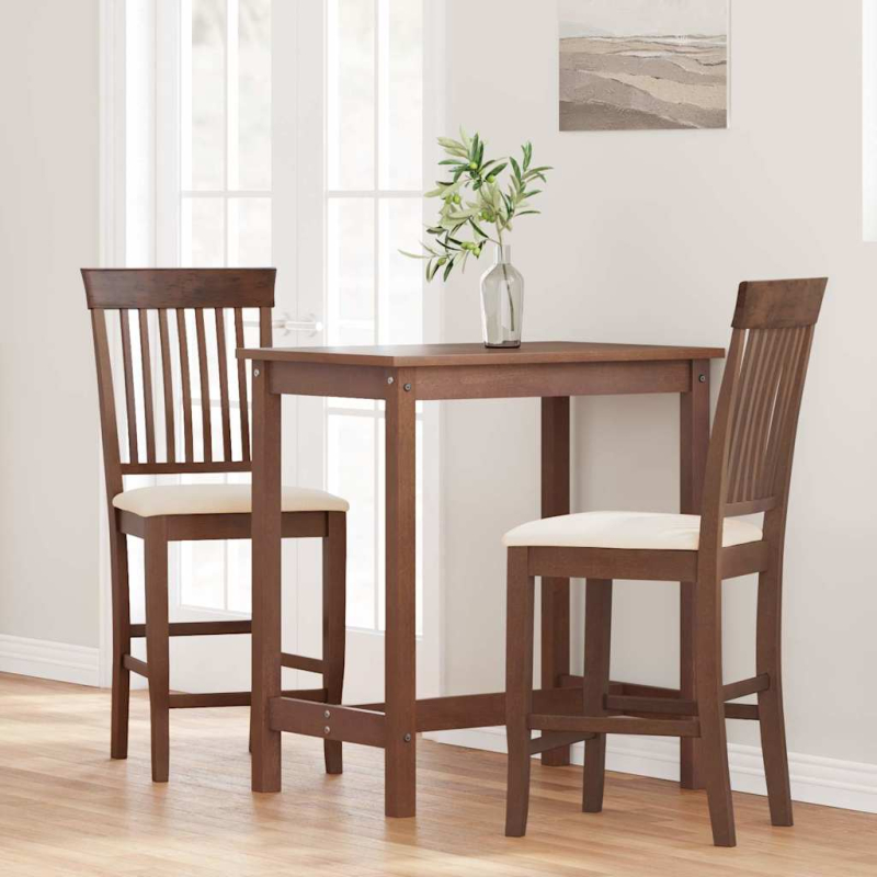 Barhocker mit Kissen 2 Stk. Braun Massivholz Gummibaum