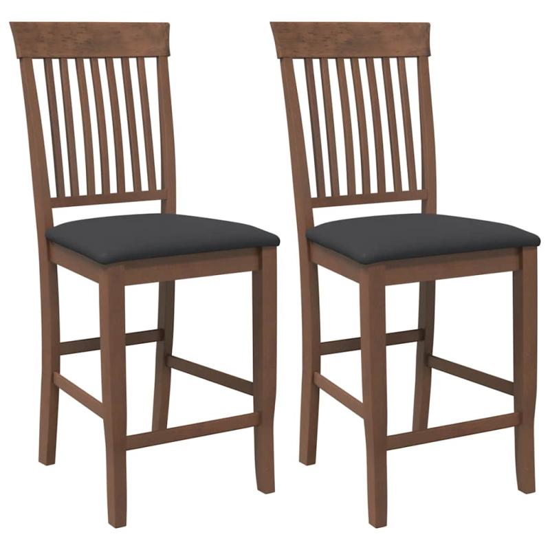 Barhocker mit Kissen 2 Stk. Braun Massivholz Gummibaum