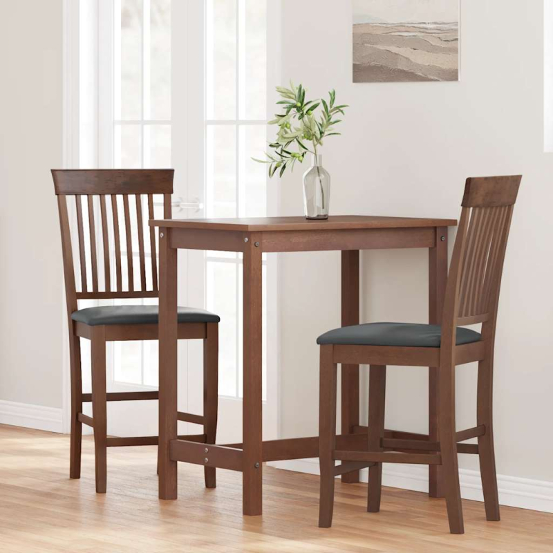 Barhocker mit Kissen 2 Stk. Braun Massivholz Gummibaum