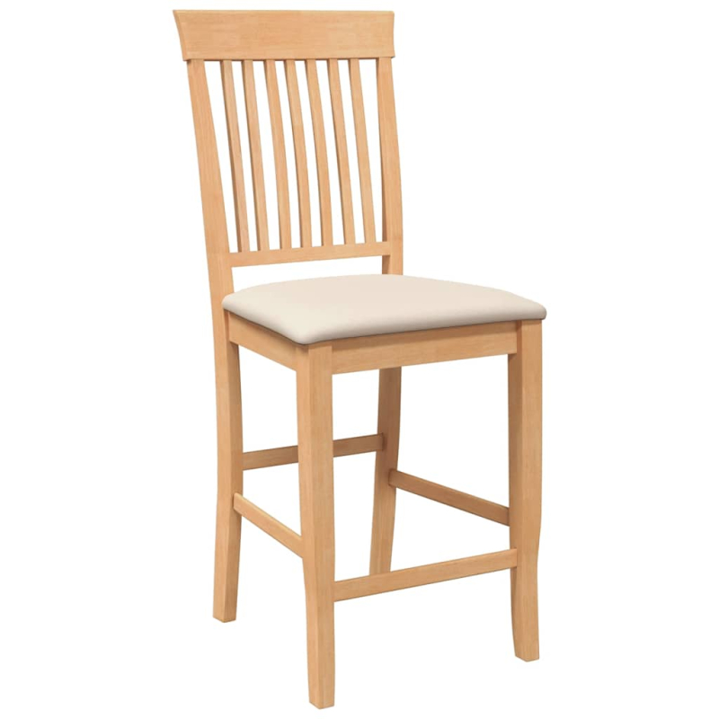 Barhocker mit Kissen 2 Stk. Natur Massivholz Gummibaum