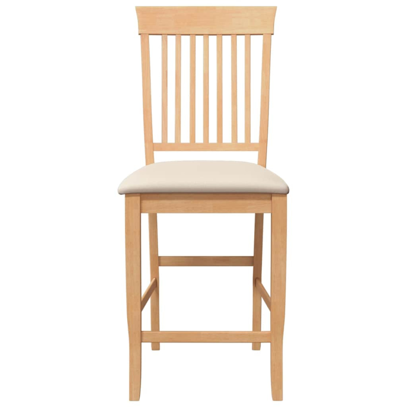 Barhocker mit Kissen 2 Stk. Natur Massivholz Gummibaum