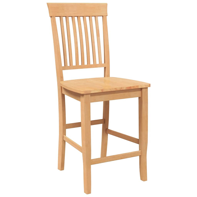 Barhocker 2 Stk. Natur Massivholz Gummibaum