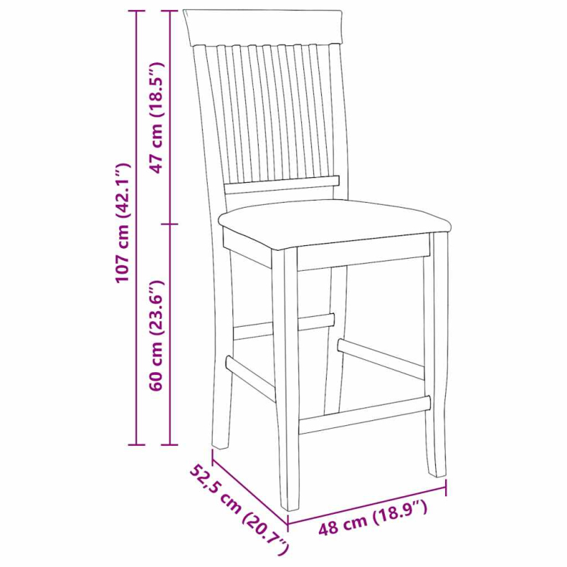 Barhocker 2 Stk. Natur Massivholz Gummibaum