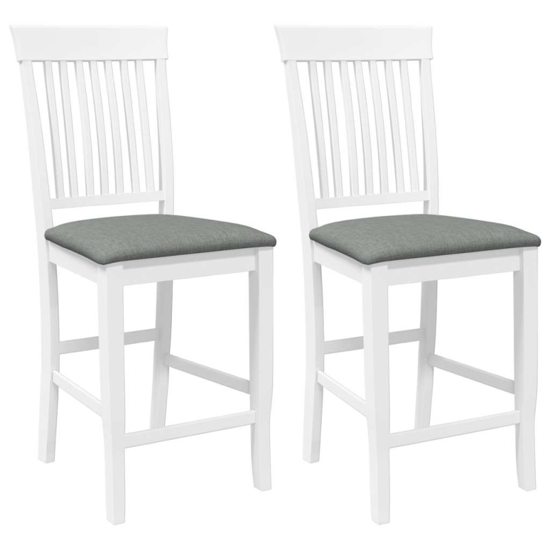 Barhocker mit Kissen 2 Stk. Weiß Massivholz Gummibaum