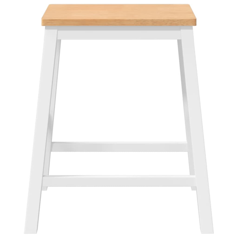 Barstühle 2 Stk. Weiß Massivholz Gummibaum