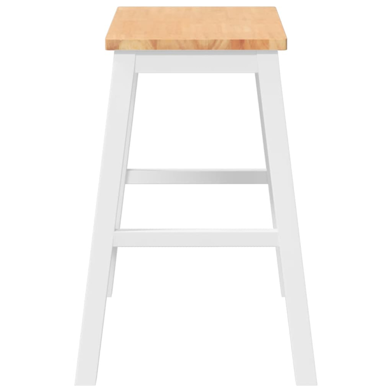 Barstühle 2 Stk. Weiß Massivholz Gummibaum