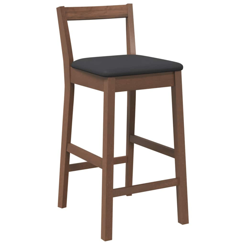 Barhocker mit Kissen 2 Stk. Braun Massivholz Gummibaum