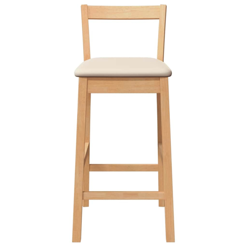 Barhocker mit Kissen 2 Stk. Natur Massivholz Gummibaum