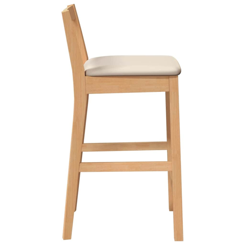 Barhocker mit Kissen 2 Stk. Natur Massivholz Gummibaum