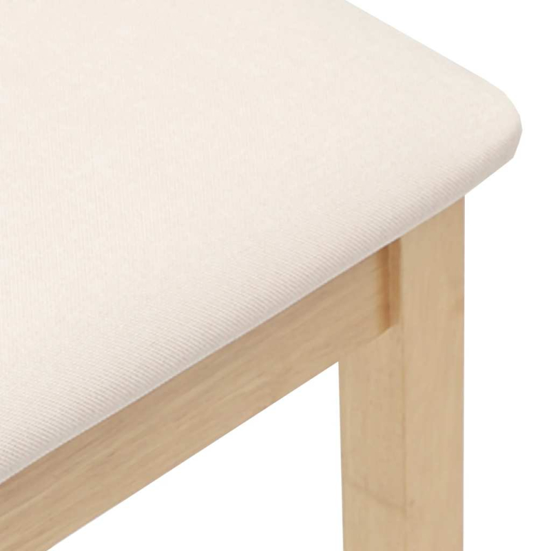 Barhocker mit Kissen 2 Stk. Natur Massivholz Gummibaum