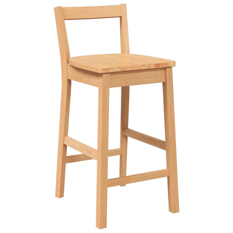 Barhocker 2 Stk. Natur Massivholz Gummibaum