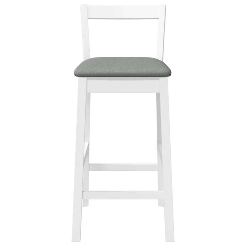 Barhocker mit Kissen 2 Stk. Weiß Massivholz Gummibaum