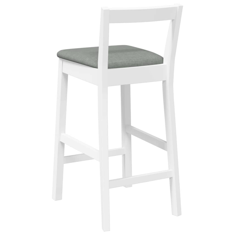 Barhocker mit Kissen 2 Stk. Weiß Massivholz Gummibaum