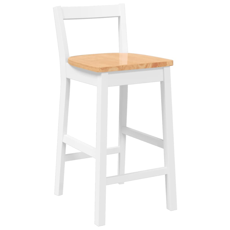 Barhocker 2 Stk. Weiß Massivholz Gummibaum