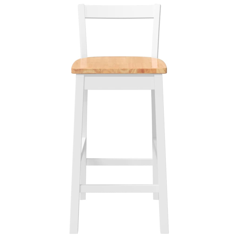 Barhocker 2 Stk. Weiß Massivholz Gummibaum