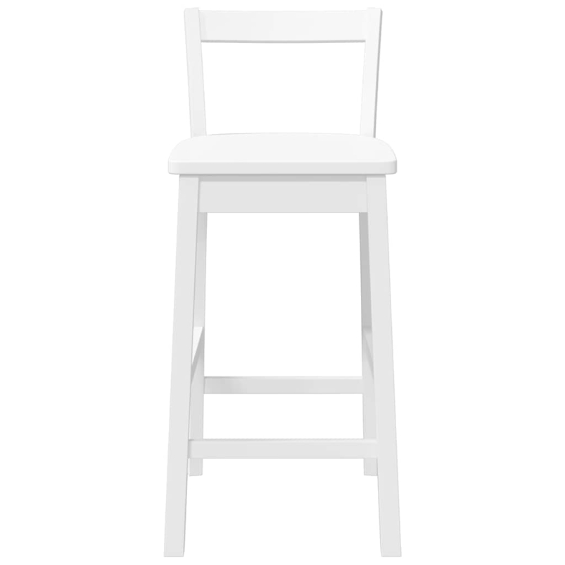 Barhocker 2 Stk. Weiß Massivholz Gummibaum