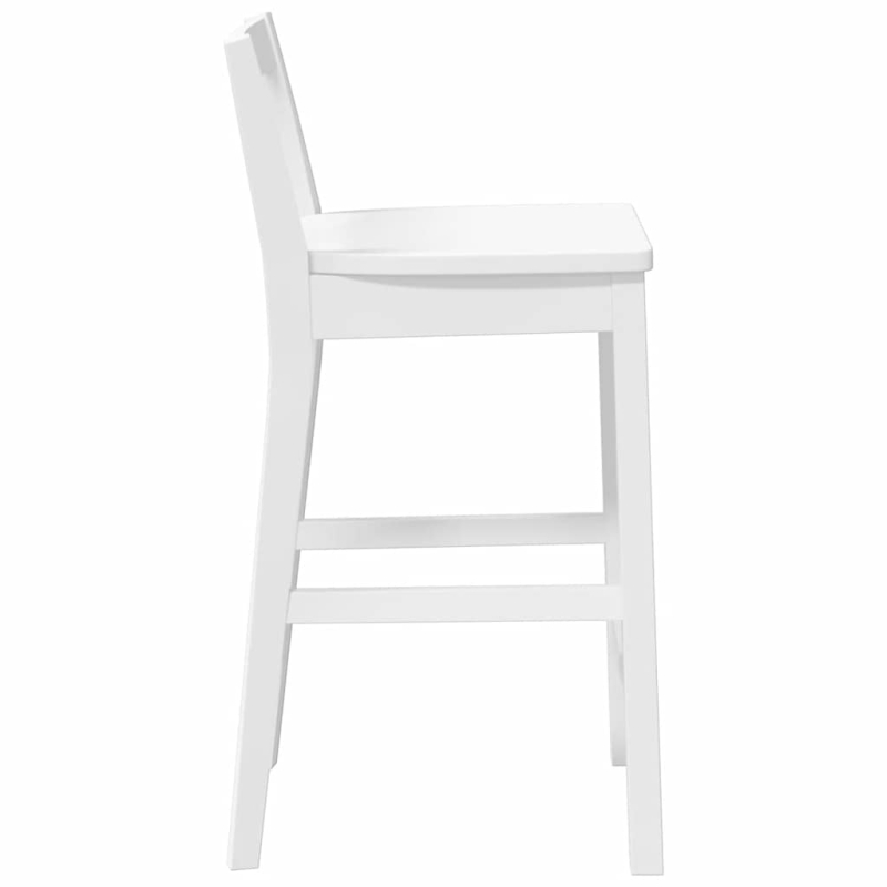 Barhocker 2 Stk. Weiß Massivholz Gummibaum