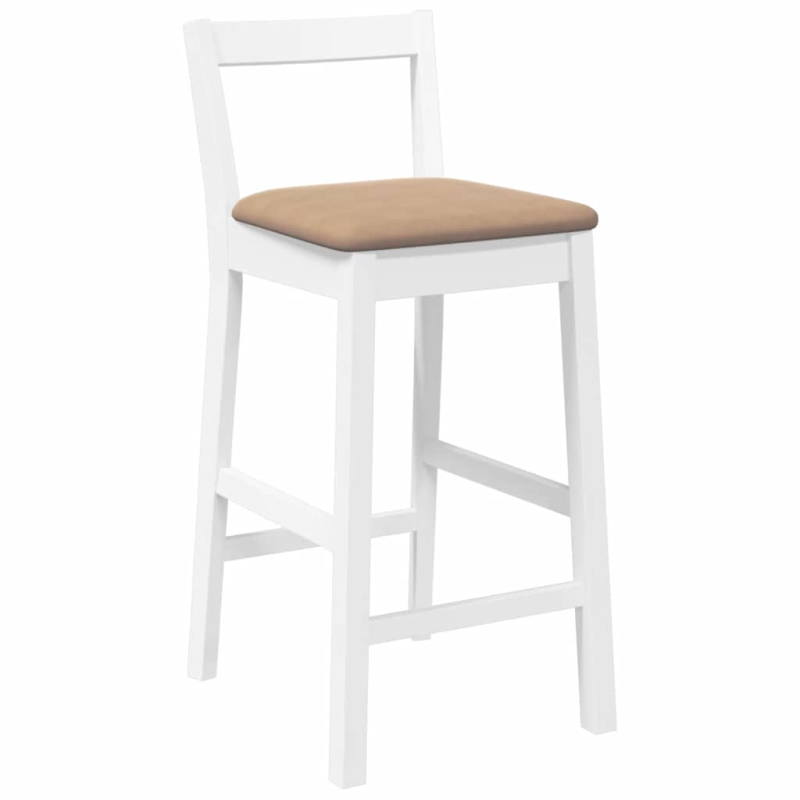 Barhocker mit Kissen 2 Stk. Weiß Massivholz Gummibaum