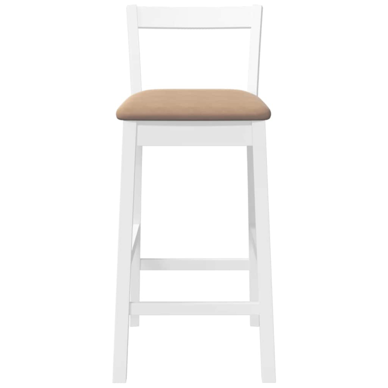 Barhocker mit Kissen 2 Stk. Weiß Massivholz Gummibaum