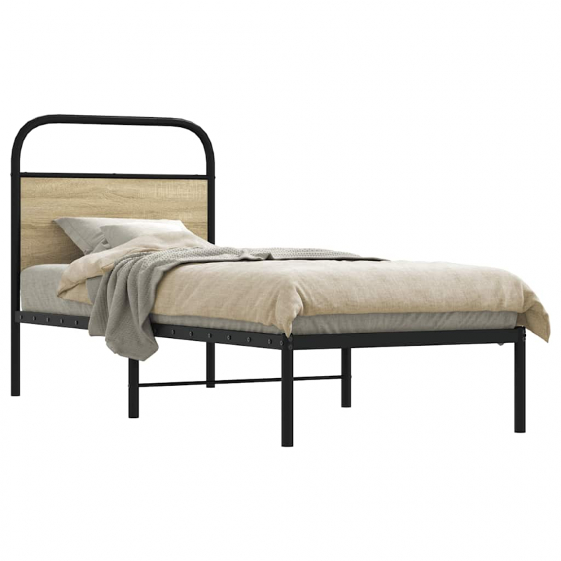 Kopfteil Sonoma-Eiche 75 cm Stahl und Holzwerkstoff