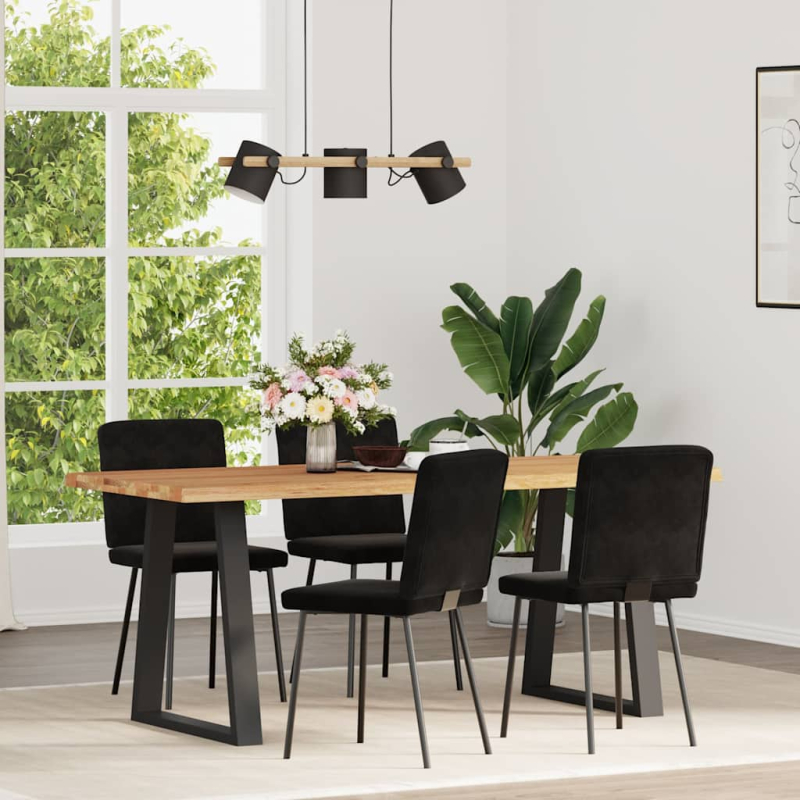 Esszimmerstühle 4 Stk. Schwarz Samt