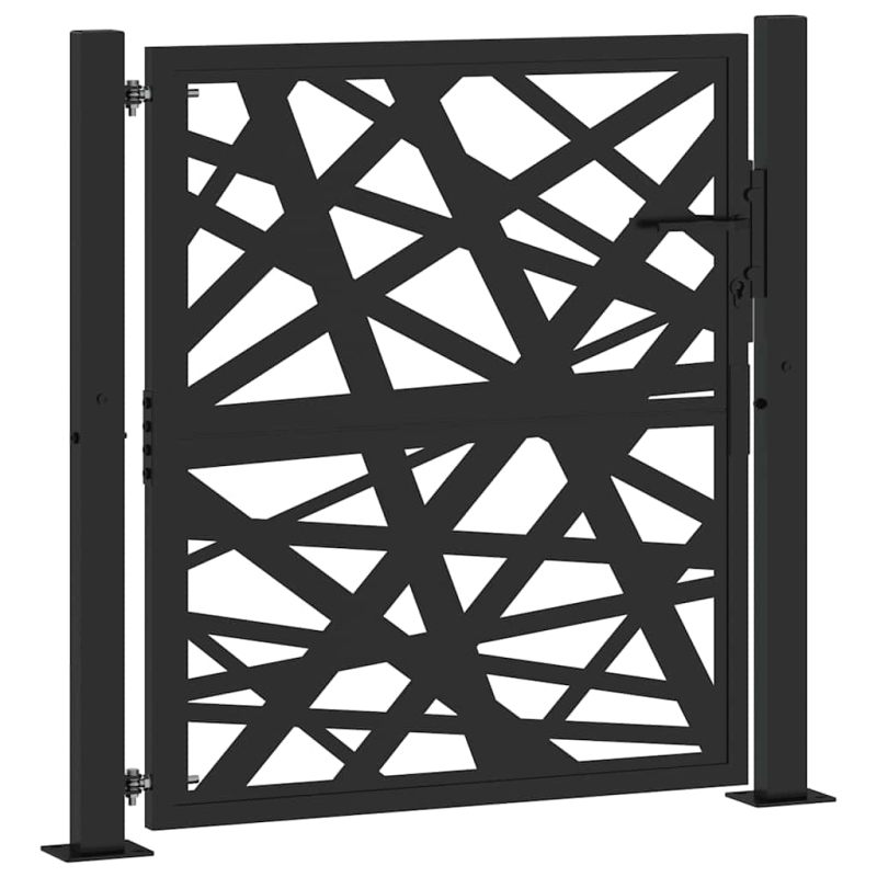 Gartentor Schwarz 105x106 cm Stahl Lichtdesign