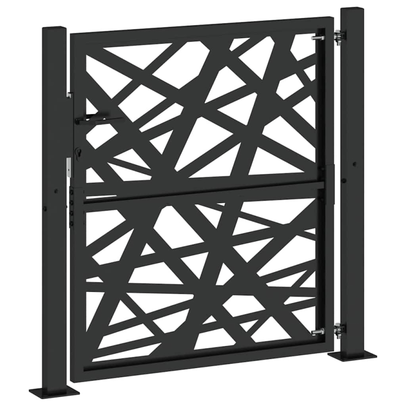 Gartentor Schwarz 105x106 cm Stahl Lichtdesign