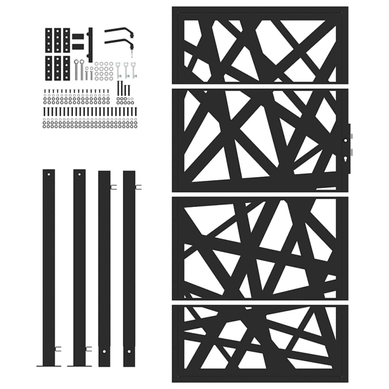 Gartentor Schwarz 105x180 cm Stahl Lichtdesign