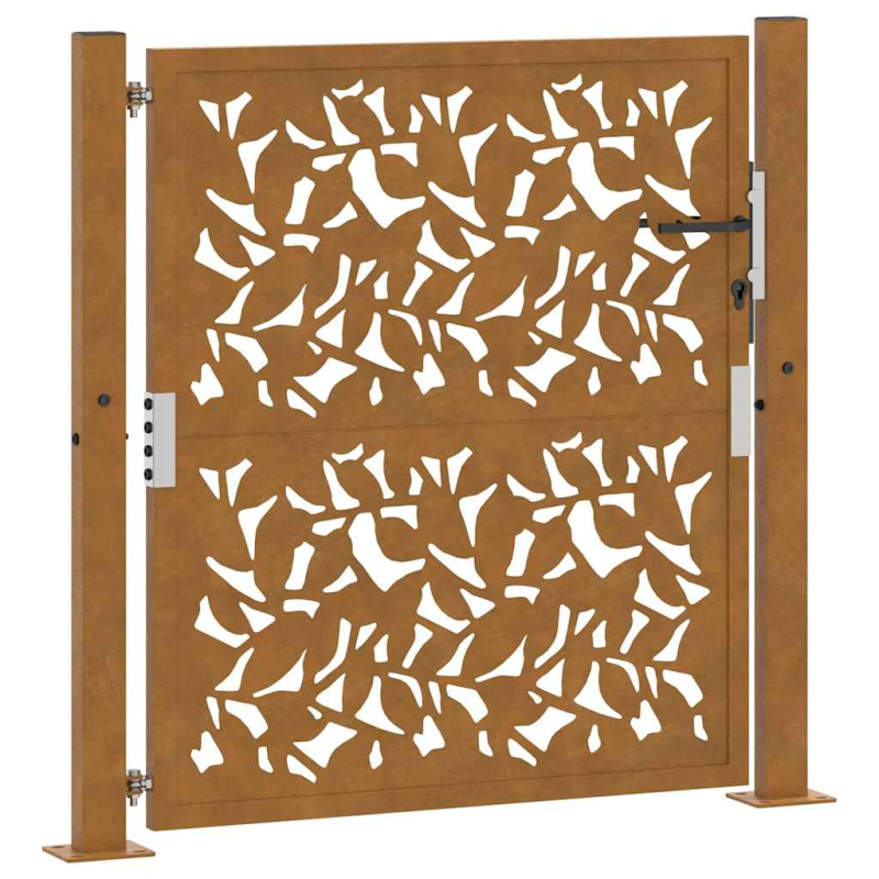 Gartentor 105x105 cm Wetterfester Stahl Blatt-Design