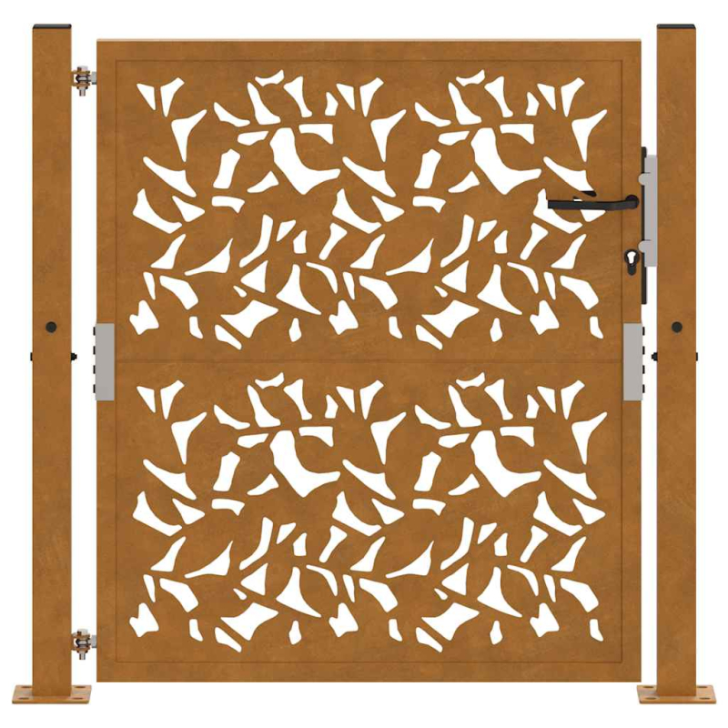 Gartentor 105x105 cm Wetterfester Stahl Blatt-Design
