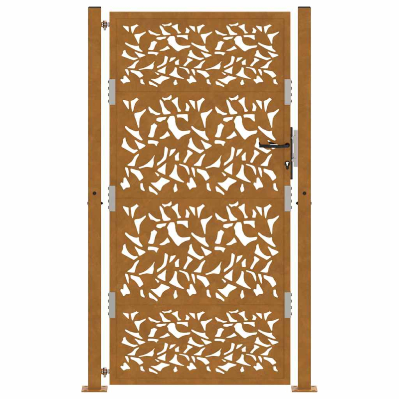Gartentor 105x180 cm Wetterfester Stahl Blatt-Design