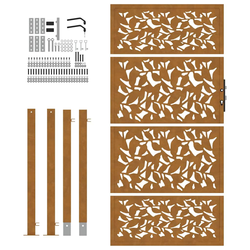 Gartentor 105x180 cm Wetterfester Stahl Blatt-Design