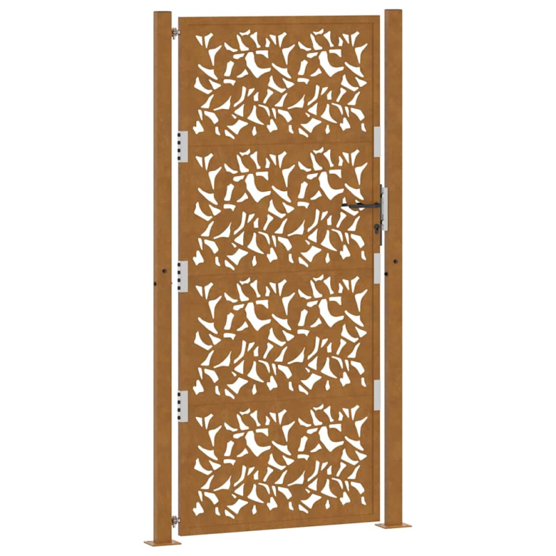 Gartentor 105x205 cm Wetterfester Stahl Blatt-Design